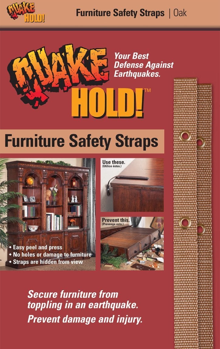 Quakehold! Furniture Strap Kit, Earthquake Fasteners for Disaster Preparedness, Child Proof Safety Straps for RV, Home Office, Helps Prevent Damage and Injury, Easy to Install, Oak - Image 3